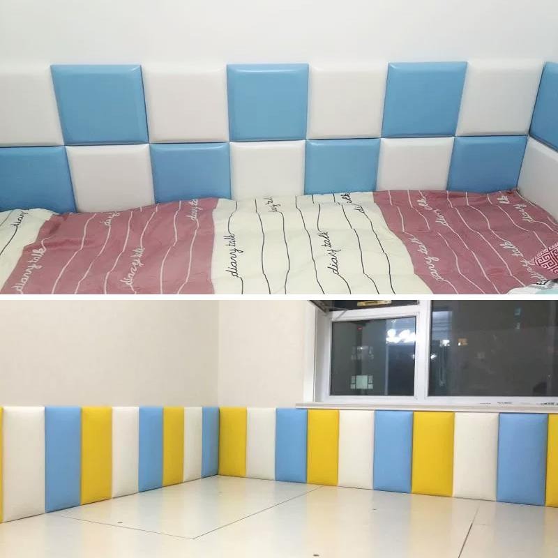 榻榻米墻圍軟包貼自粘寶寶牀頭防撞靠墻墊臥室pu皮革背景墻貼加厚-細節圖3
