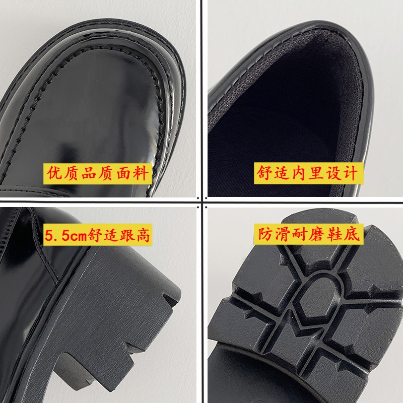 小皮鞋女夏季薄款jk制服鞋中跟厚底英倫風樂福鞋日系學院百搭單鞋-細節圖5