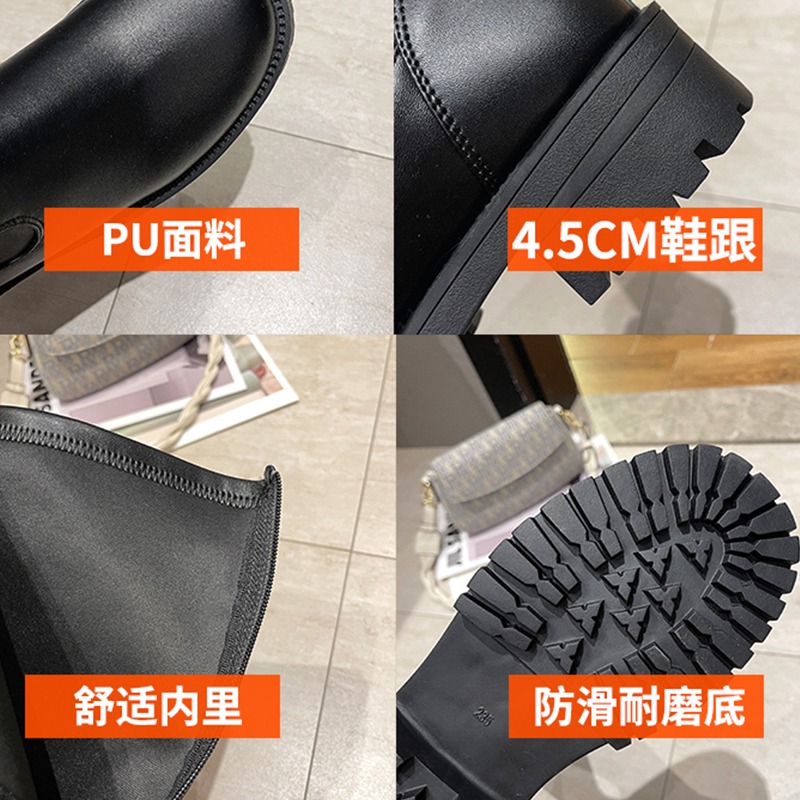 長靴女不過膝2021春秋季新款炸街騎士靴女馬丁靴高筒靴白色長筒靴-細節圖5