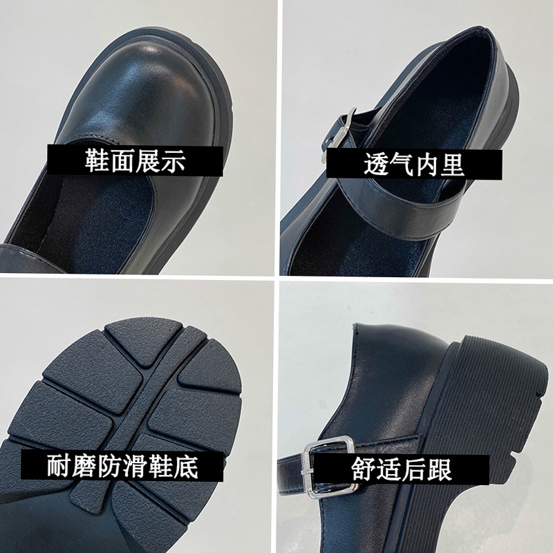小皮鞋女夏季薄款增高2021新款英倫風夏學生jk日系圓頭瑪麗珍單鞋-細節圖5