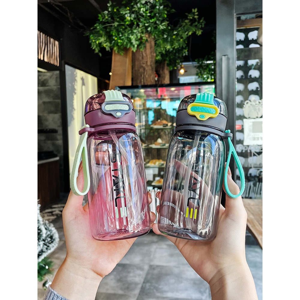 夏天可愛少女塑料防摔水杯運動便攜大容量水壺ins風兒童學生夏季-細節圖4