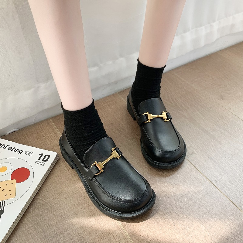 日系單鞋女2021新款春秋時尚百搭鞋jk厚底制服樂福鞋英倫風小皮鞋-細節圖4