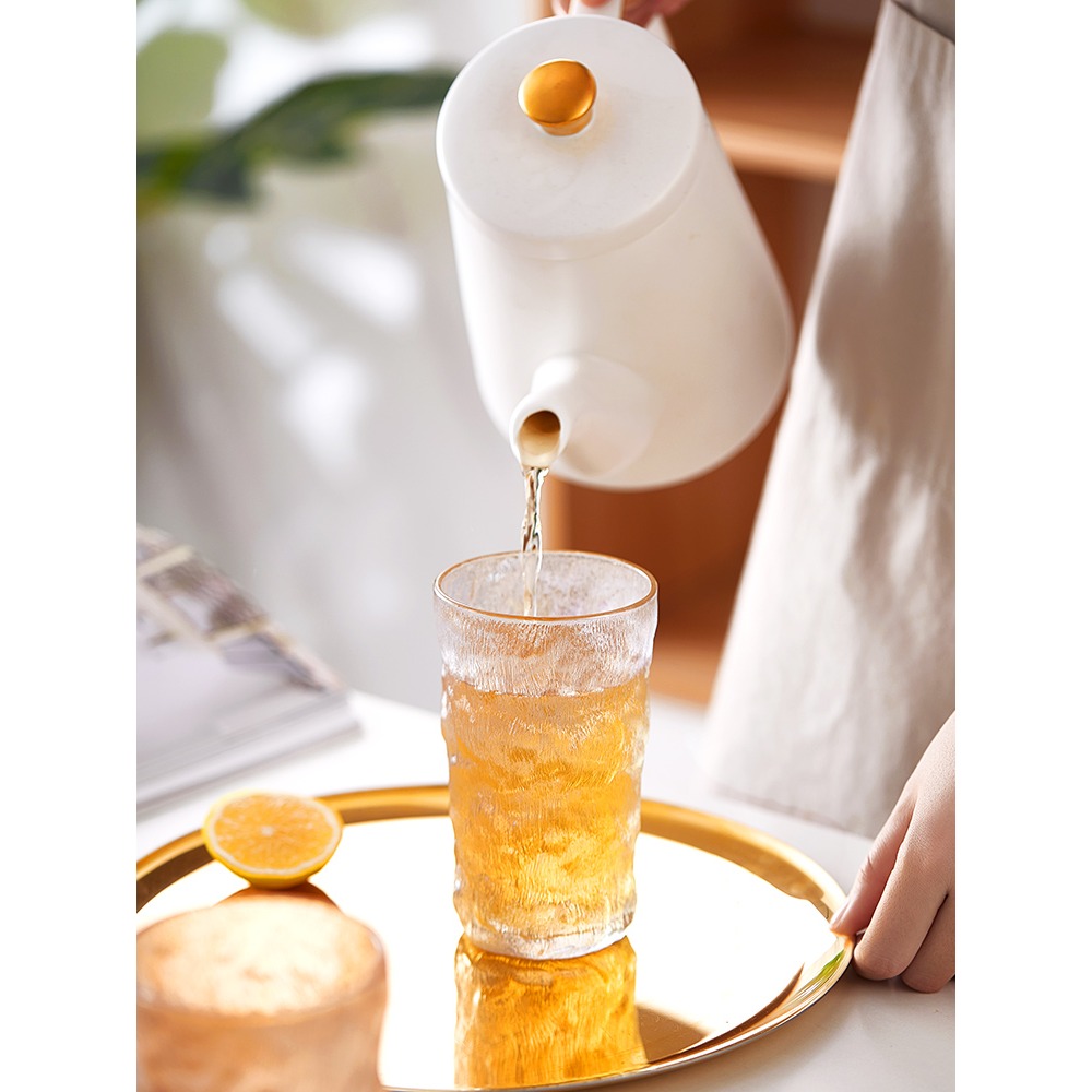 冰川紋玻璃杯高顏值家用客廳水杯女ins風茶杯果汁杯待客家庭套裝-細節圖4