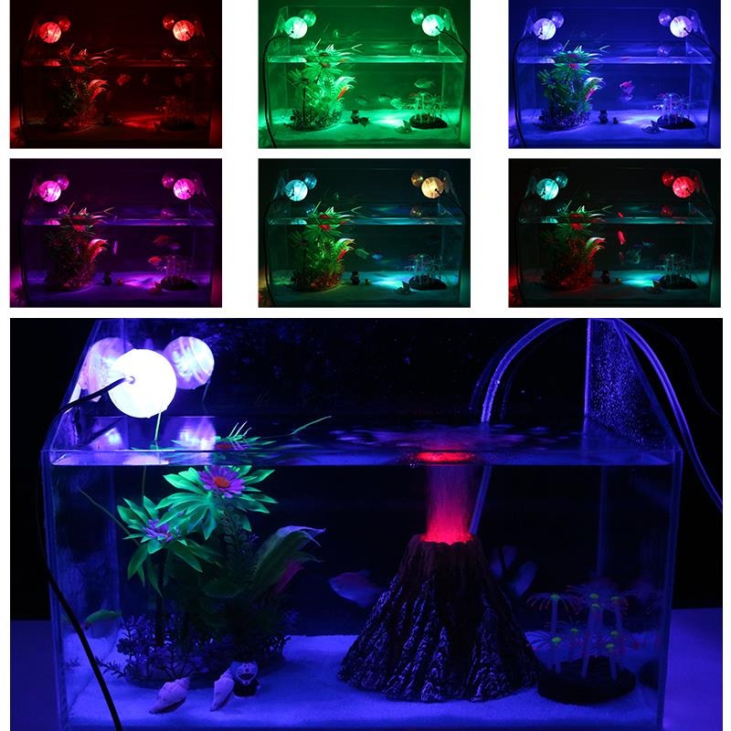魚缸燈照明燈射燈水族燈led潛水燈小夜燈防水裝飾七彩變色水草燈-細節圖3