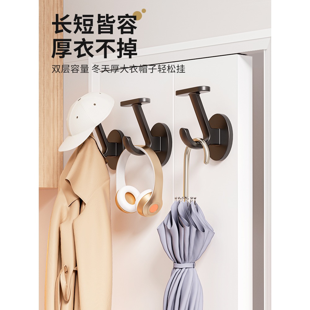 掛大衣墻上掛鉤衣服架子衣帽免打孔無痕壁掛門後帽子墻壁強力粘膠-細節圖2
