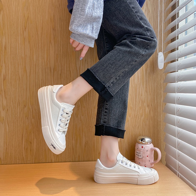小眾色日系帆布鞋女2021年夏季新款板鞋子ins街拍潮鞋綠色百搭潮-細節圖4