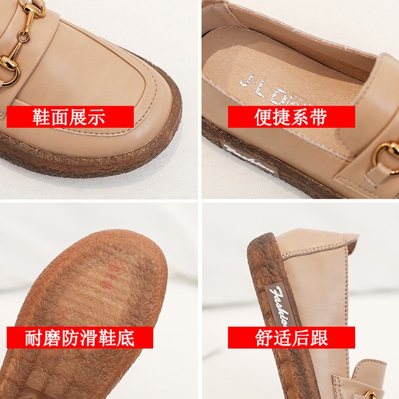 牛筋底單鞋女白色護士鞋防滑休閑女鞋舒適軟皮軟底上班黑色小皮鞋-細節圖5