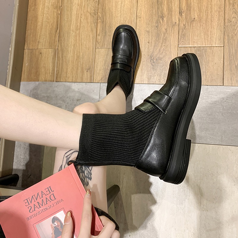 襪靴子女馬丁2021春秋單靴黑色百搭英倫ins潮顯腳小網紅瘦瘦短靴-細節圖3