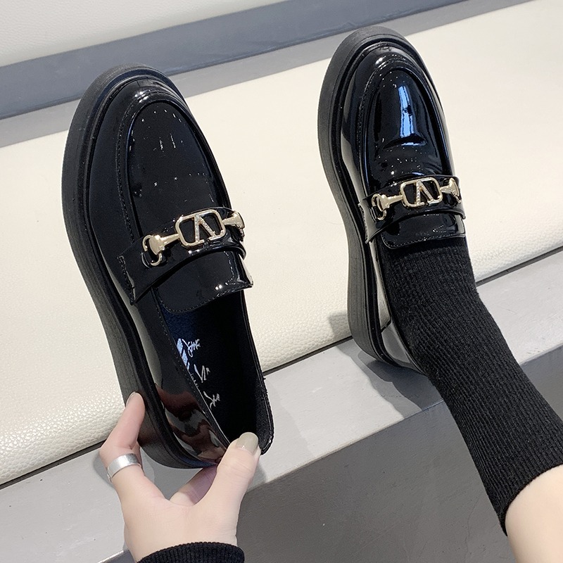 2021春季新款網紅英倫風軟底樂福鞋女單鞋厚底鬆糕小皮鞋黑色鞋子-細節圖4