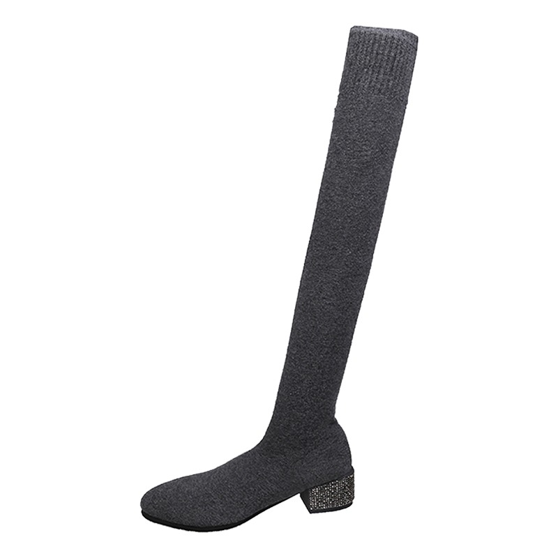 襪子鞋2021秋季新款過膝顯瘦長靴女靴子針織絲襪彈力長筒靴襪子靴-細節圖2
