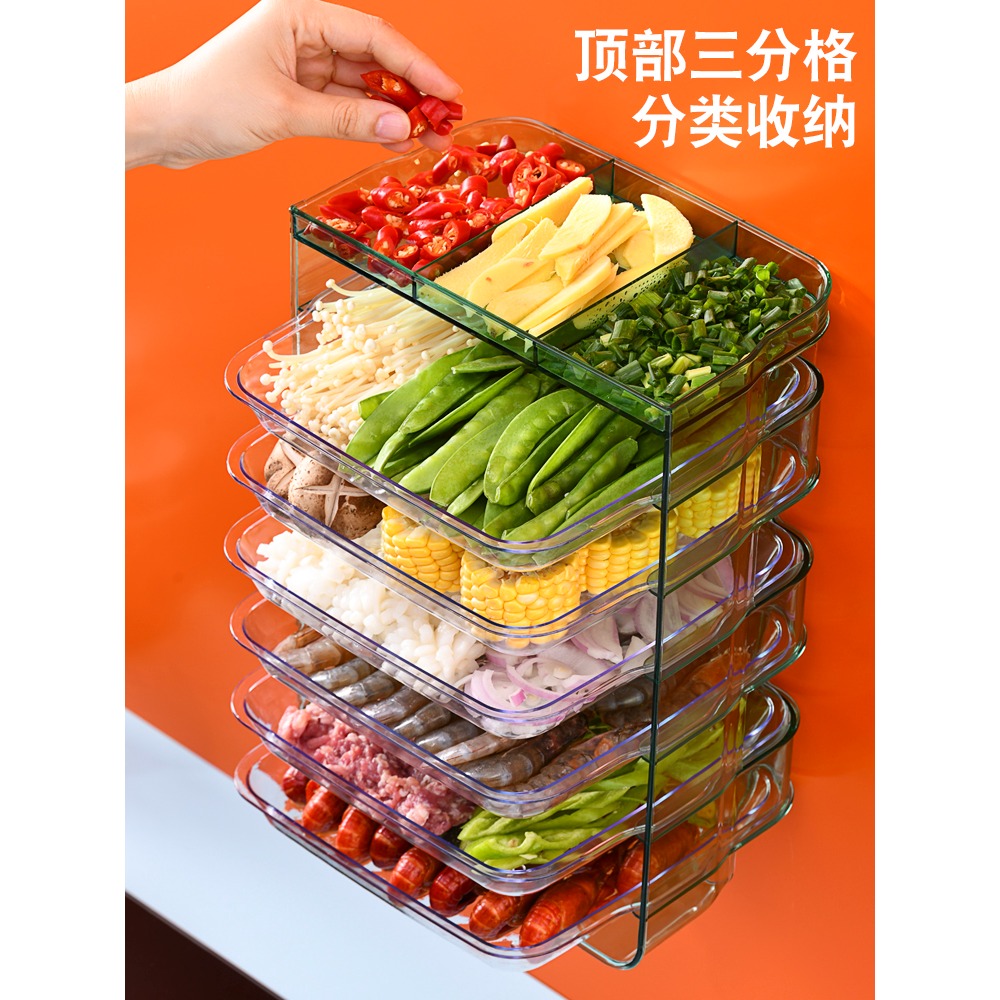 廚房多功能配菜盤分菜盤家用火鍋多格神器裝菜託盤疊加收納免打孔-細節圖4