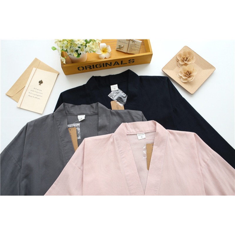 春秋季情侶和服日系全棉紗布睡衣男女和風薄款大碼家居服系帶新款-細節圖4
