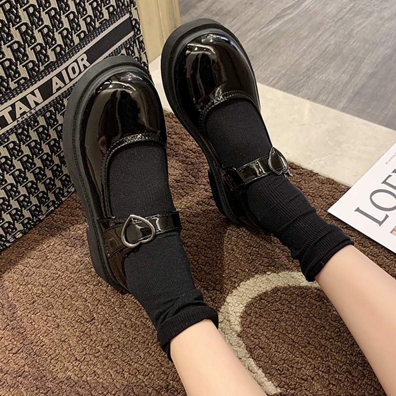 小皮鞋女夏ins潮2021新款日系jk洛麗塔圓頭網紅英倫風瑪麗珍單鞋-細節圖3