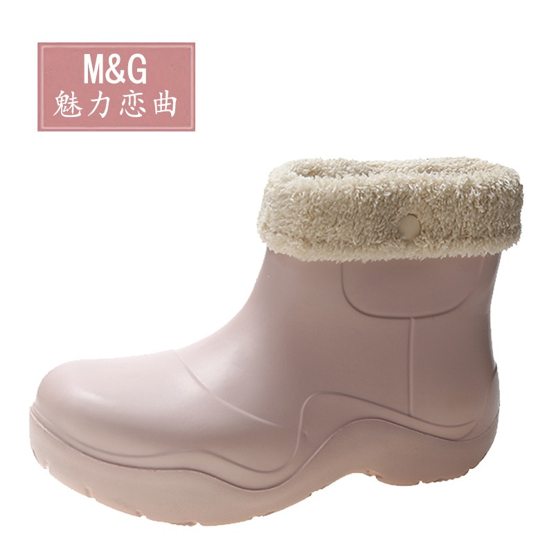mona同款網紅雨靴女牛油果增高防水防滑冬時尚雨鞋加絨加厚保暖-細節圖2