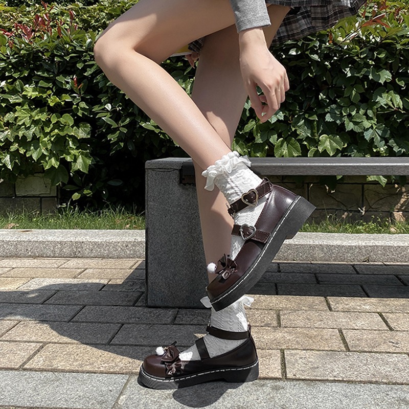 小皮鞋女英倫風夏淺口薄款2021新款蝴蝶結時尚百搭日系妹娃娃單鞋-細節圖3