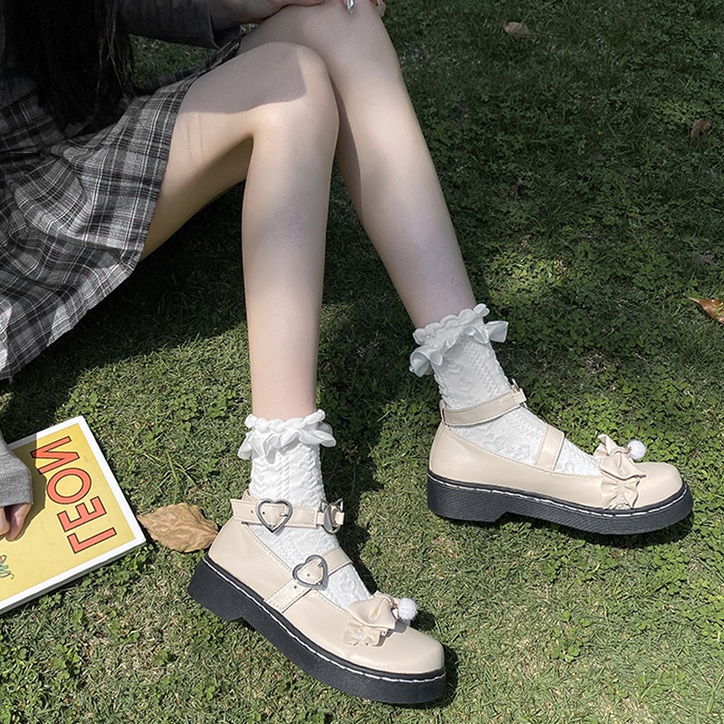 小皮鞋女英倫風夏淺口薄款2021新款蝴蝶結時尚百搭日系妹娃娃單鞋-細節圖4