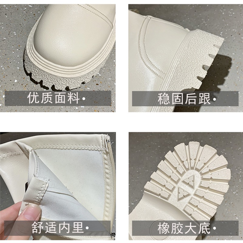 騎士靴女高筒2021新款春秋單靴百搭厚底長筒顯瘦小個子不過膝長靴-細節圖5