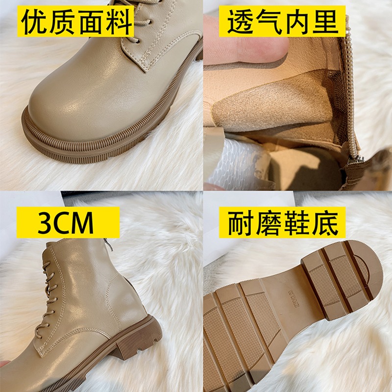 軟皮馬丁靴女英倫風小短靴子ins潮2021年新款春秋夏季單靴薄款潮-細節圖5