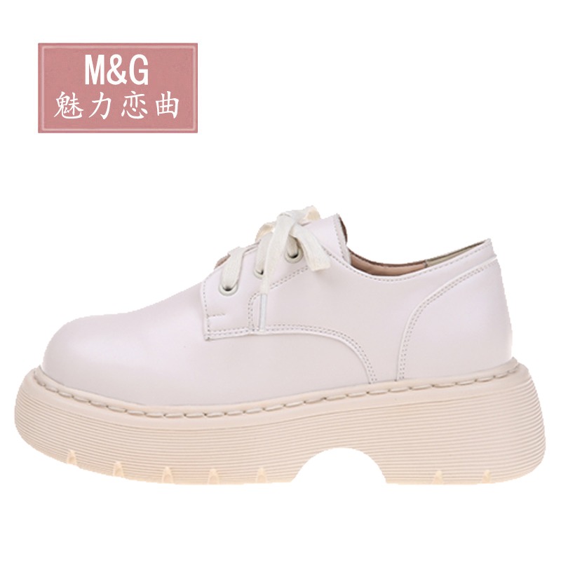 厚底單鞋女2021年秋季新款學院風百搭休閑時尚簡約學生系帶小皮鞋-細節圖2