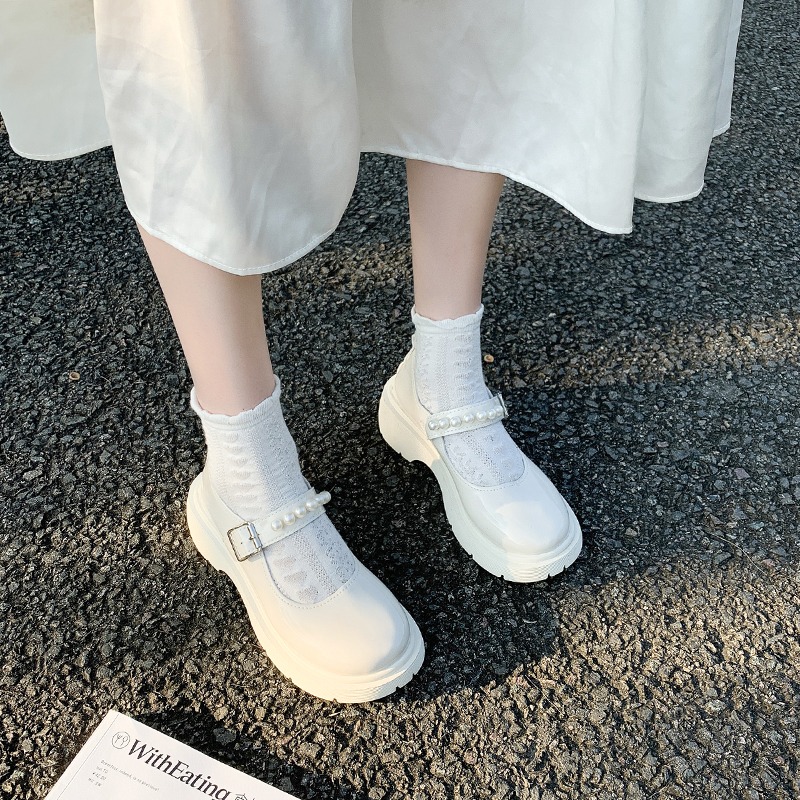 英倫風小皮鞋女夏季薄款2021新款復古瑪麗珍鞋厚底軟妹日系jk單鞋-細節圖3