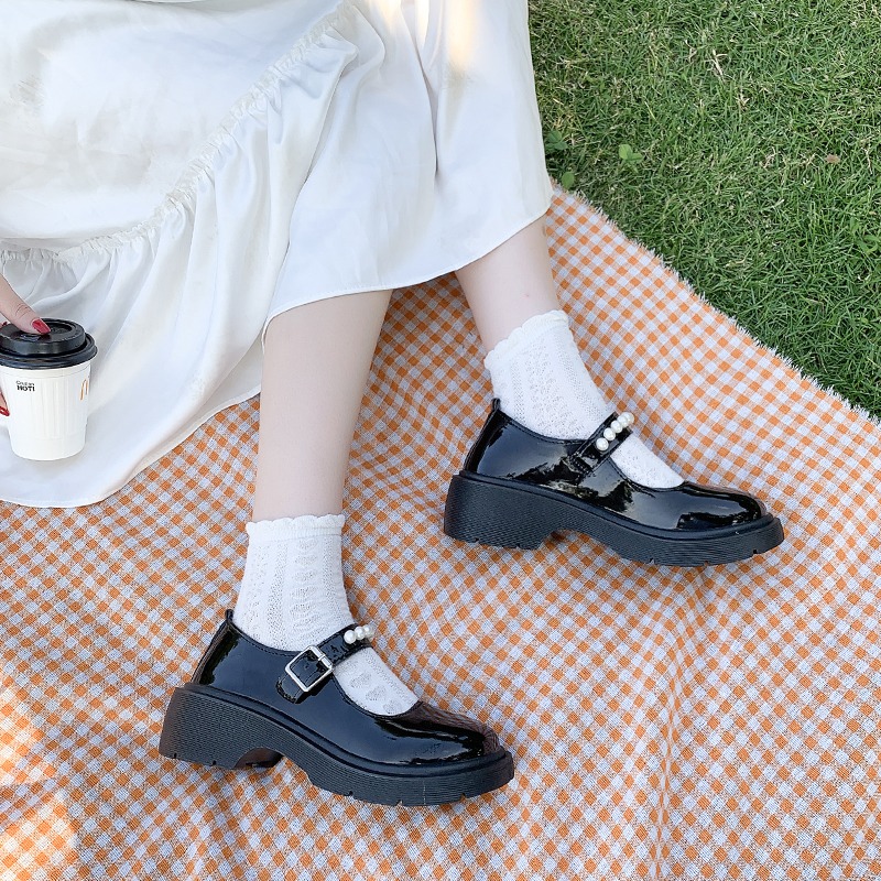 英倫風小皮鞋女夏季薄款2021新款復古瑪麗珍鞋厚底軟妹日系jk單鞋-細節圖4