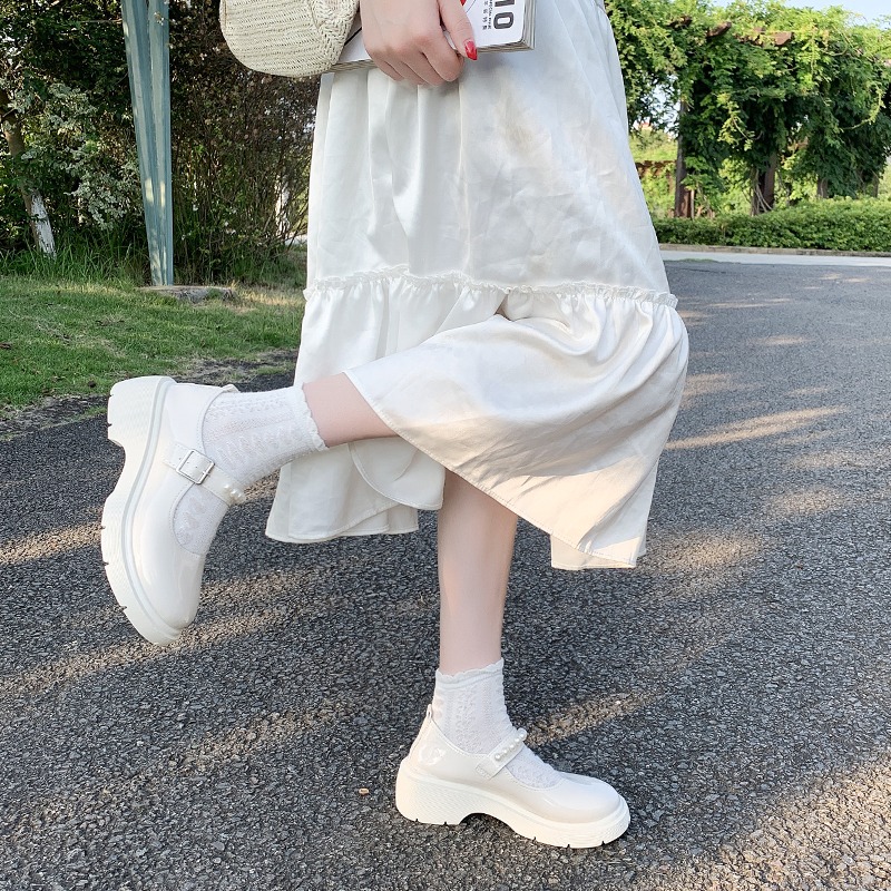 英倫風小皮鞋女夏季薄款2021新款復古瑪麗珍鞋厚底軟妹日系jk單鞋-細節圖5