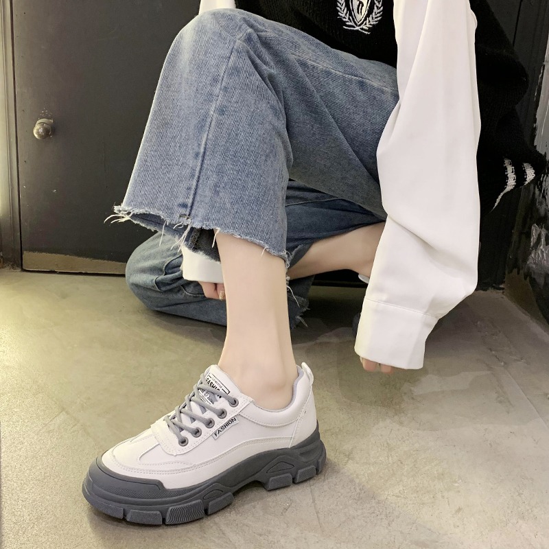 厚底老爹鞋女2021春秋新款學生韓版百搭ins單鞋增高顯瘦運動鞋子-細節圖3