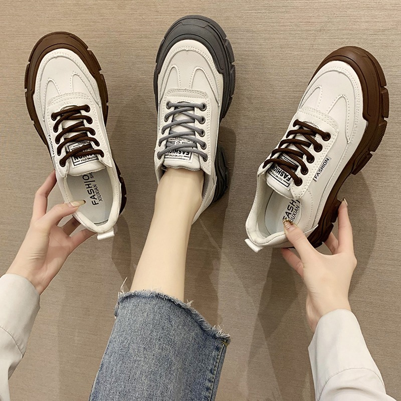 厚底老爹鞋女2021春秋新款學生韓版百搭ins單鞋增高顯瘦運動鞋子-細節圖4