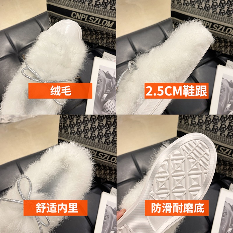 溶解毛毛拖鞋女2021秋季新款包頭室內家居拖鞋真兔毛平底休閑外穿-細節圖5