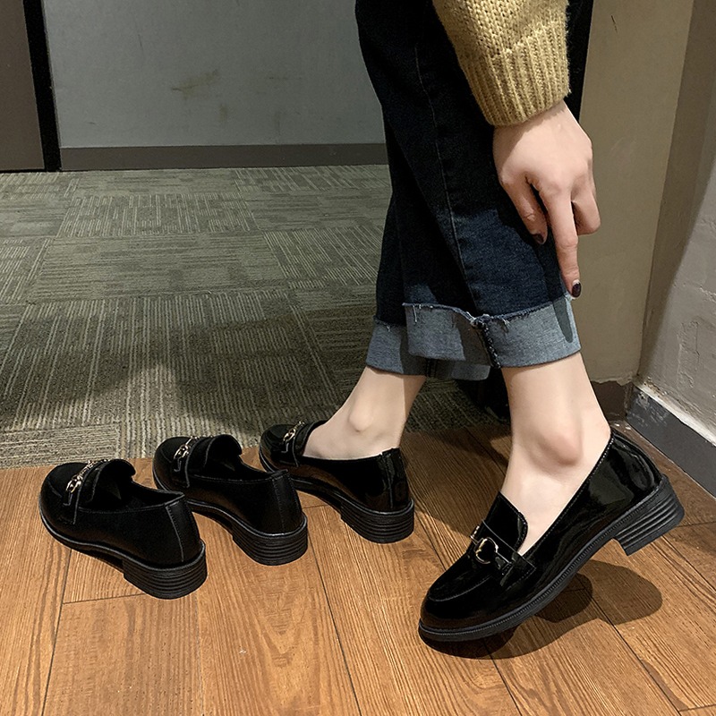 英倫風小皮鞋女夏薄款平底瑪麗珍單鞋2021新款學生jk制服粗跟女鞋-細節圖4
