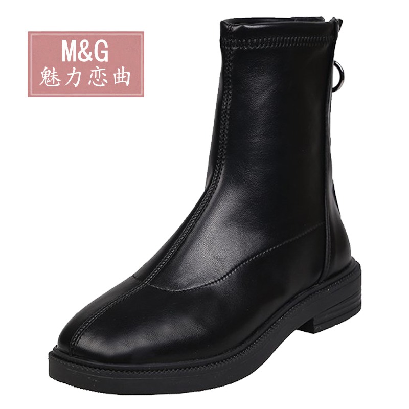 復古英倫風馬丁靴女2021秋季新款時尚百搭ins潮流網紅街頭瘦瘦靴-細節圖2