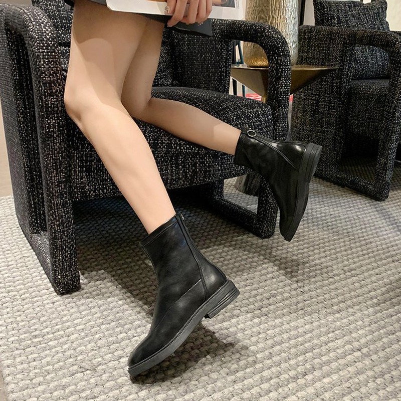 復古英倫風馬丁靴女2021秋季新款時尚百搭ins潮流網紅街頭瘦瘦靴-細節圖3