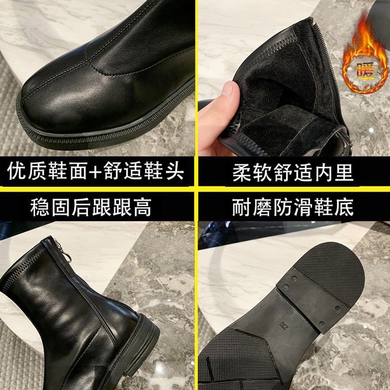 復古英倫風馬丁靴女2021秋季新款時尚百搭ins潮流網紅街頭瘦瘦靴-細節圖5