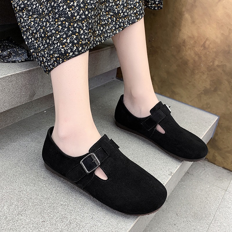 單鞋女2021春季新款軟底百搭韓版一腳蹬孕婦防滑平底鞋氣質休閑鞋-細節圖3