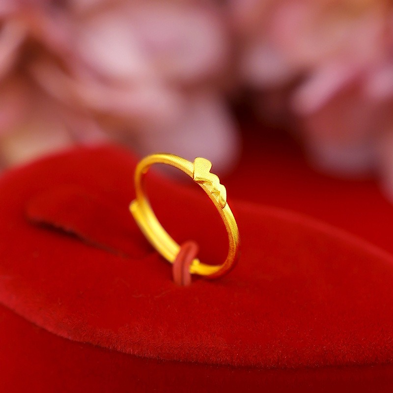 新款 越南沙金皮卡丘女士指環純婚飾仿真女款戒指純活口專櫃-細節圖9