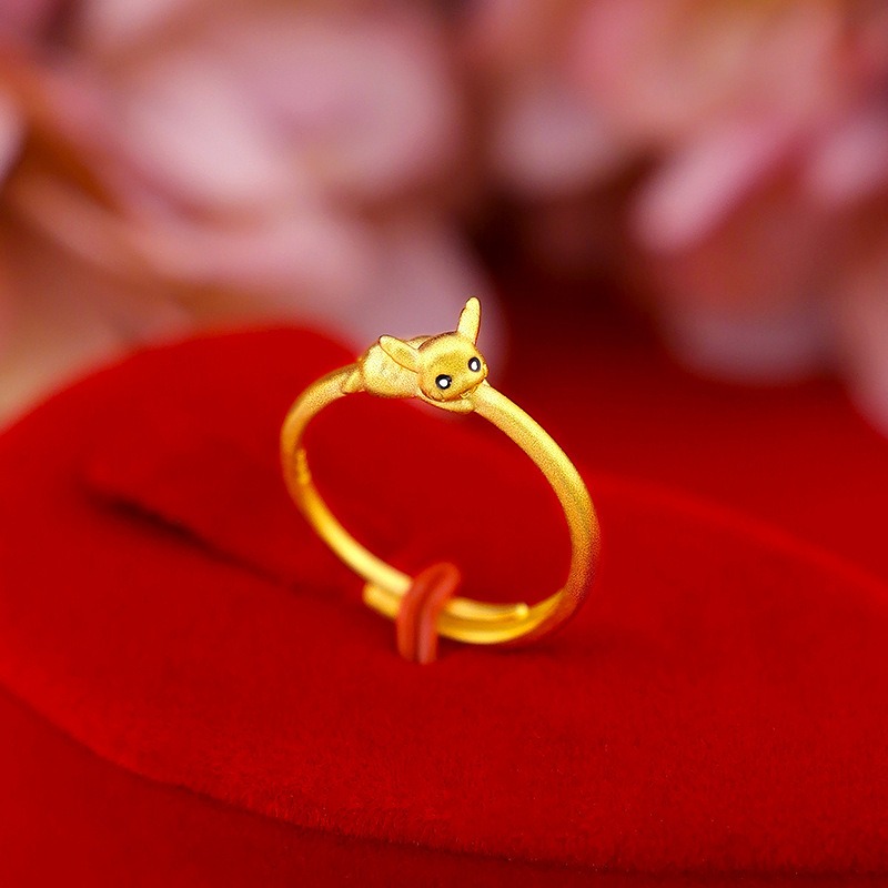 新款 越南沙金皮卡丘女士指環純婚飾仿真女款戒指純活口專櫃-細節圖10
