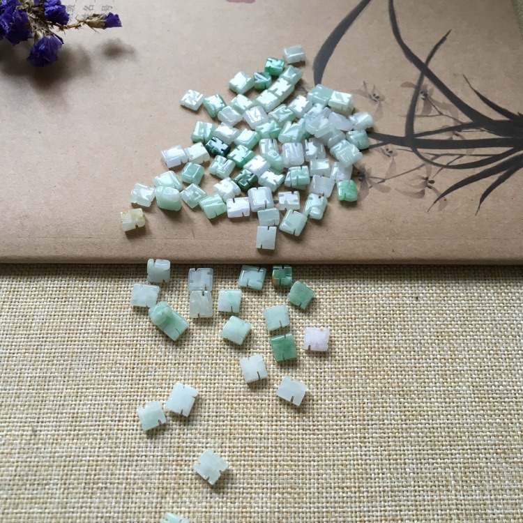 翡翠萬字結 diy編織配飾萬字符玉石散珠手鏈配珠玉石配件玉器-細節圖4