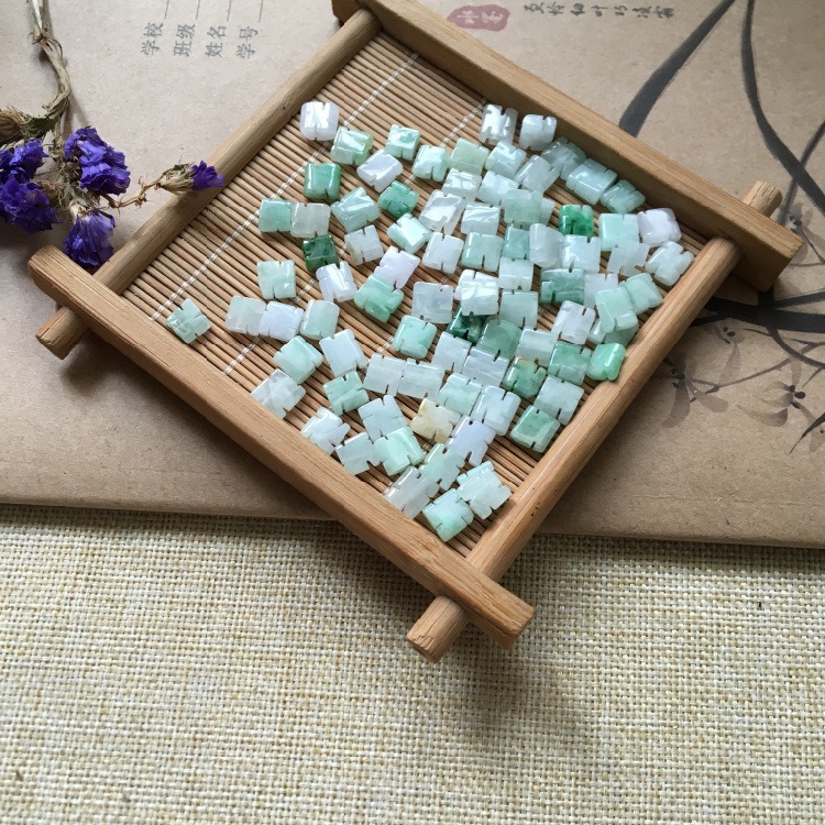 翡翠萬字結 diy編織配飾萬字符玉石散珠手鏈配珠玉石配件玉器-細節圖7