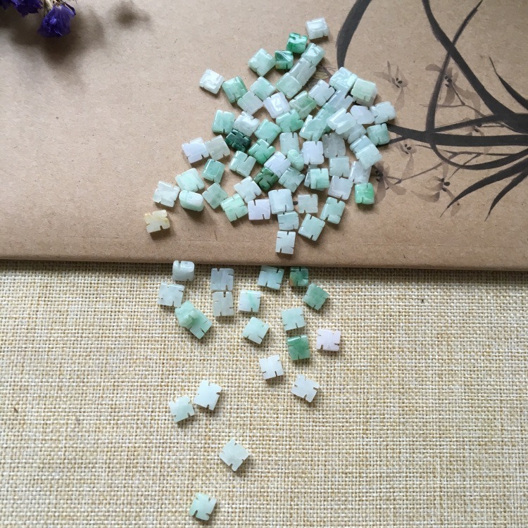 翡翠萬字結 diy編織配飾萬字符玉石散珠手鏈配珠玉石配件玉器-細節圖9