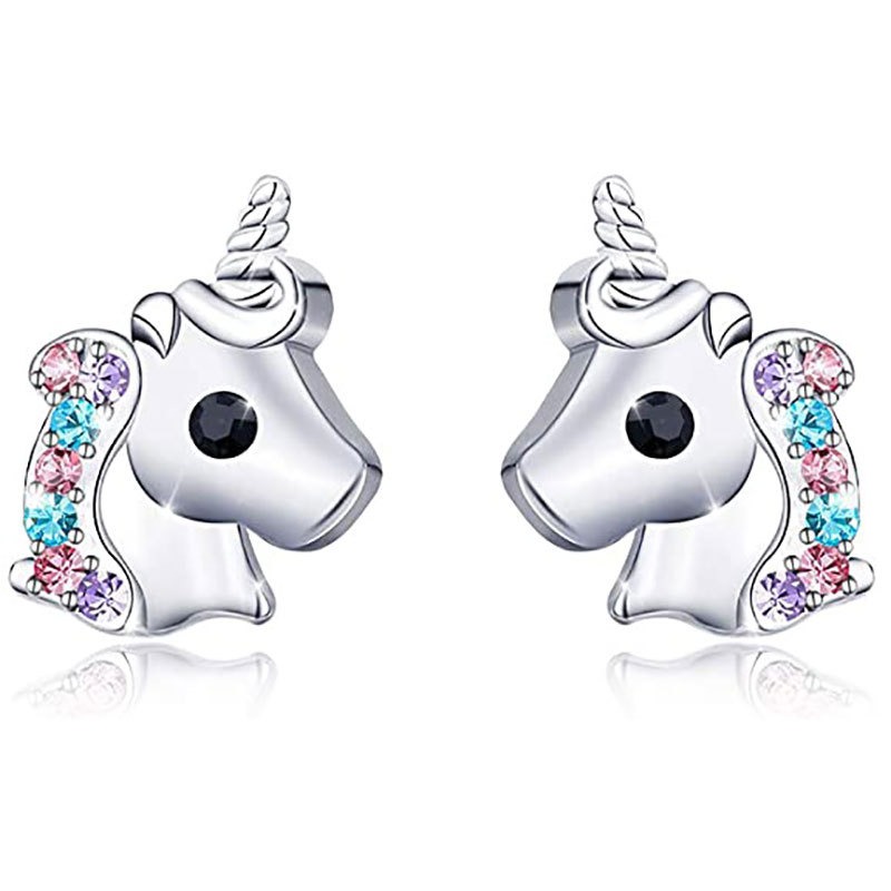 歐美新款獨角獸貓咪愛心彩虹兒童配飾亞馬遜wish耳環耳釘earrings-細節圖8
