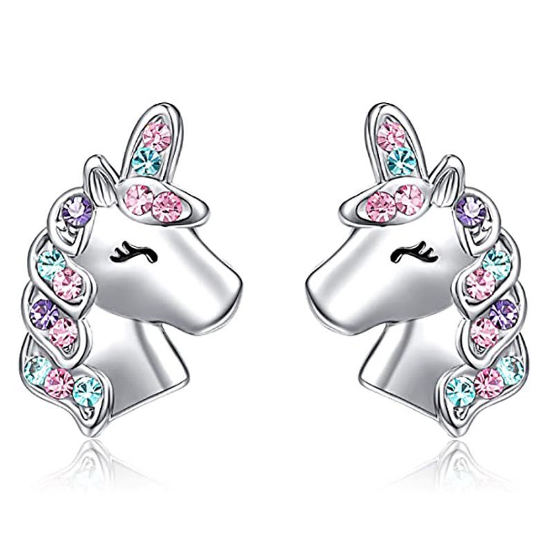 歐美新款獨角獸貓咪愛心彩虹兒童配飾亞馬遜wish耳環耳釘earrings-細節圖10