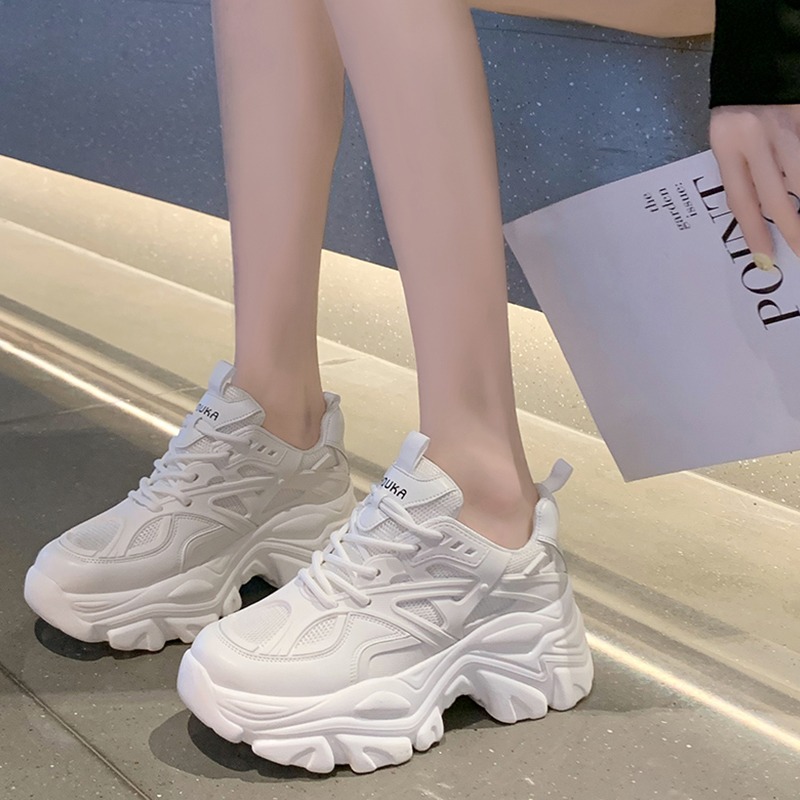 歐洲站老爹鞋女ins潮2021年秋季新款網紅厚底小白鞋鬆糕增高單鞋-細節圖4