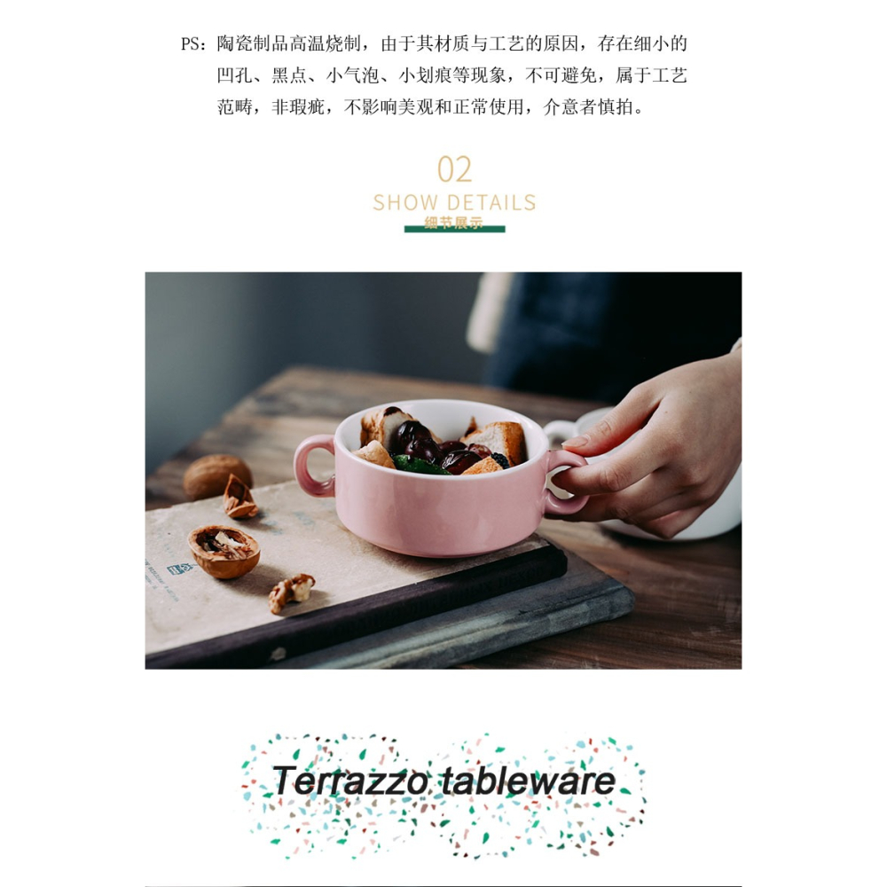陶瓷雙耳粥碗蒸烤碗燉盅甜品碗沙拉碗家用湯碗湯羹碗布丁餐廳瓷盅-細節圖9