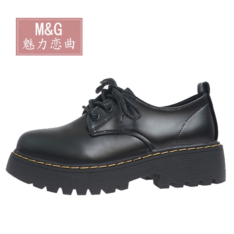 春款英倫風復古小皮鞋女2021新款厚底單鞋女平底職業百搭春秋女鞋-細節圖2