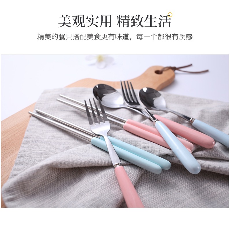 景德鎮陶瓷柄 不銹鋼飯勺西瓜勺雪糕勺餐勺 西餐水果甜品蛋糕叉子-細節圖10