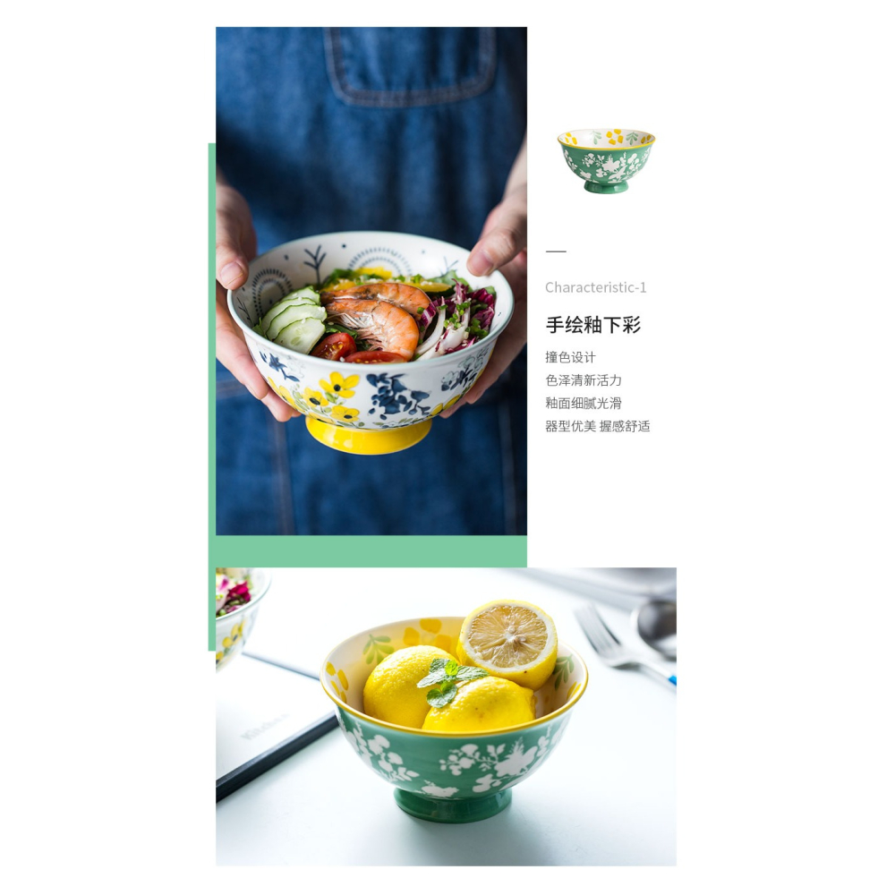 日式6英寸高腳碗大號防燙家用陶瓷碗 個性麪碗湯碗蔬菜水果沙拉碗-細節圖10
