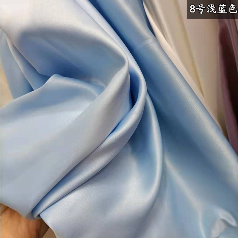 高密亞光彈力色丁服裝面料襯衣連衣裙漢服仿真絲綢緞布料背景布-細節圖4