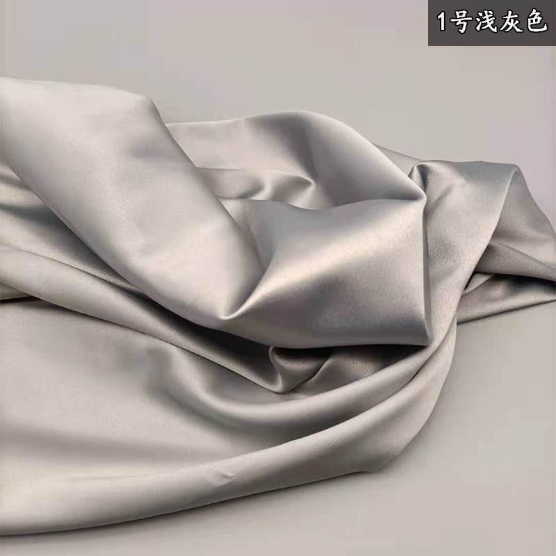 高密亞光彈力色丁服裝面料襯衣連衣裙漢服仿真絲綢緞布料背景布-細節圖6