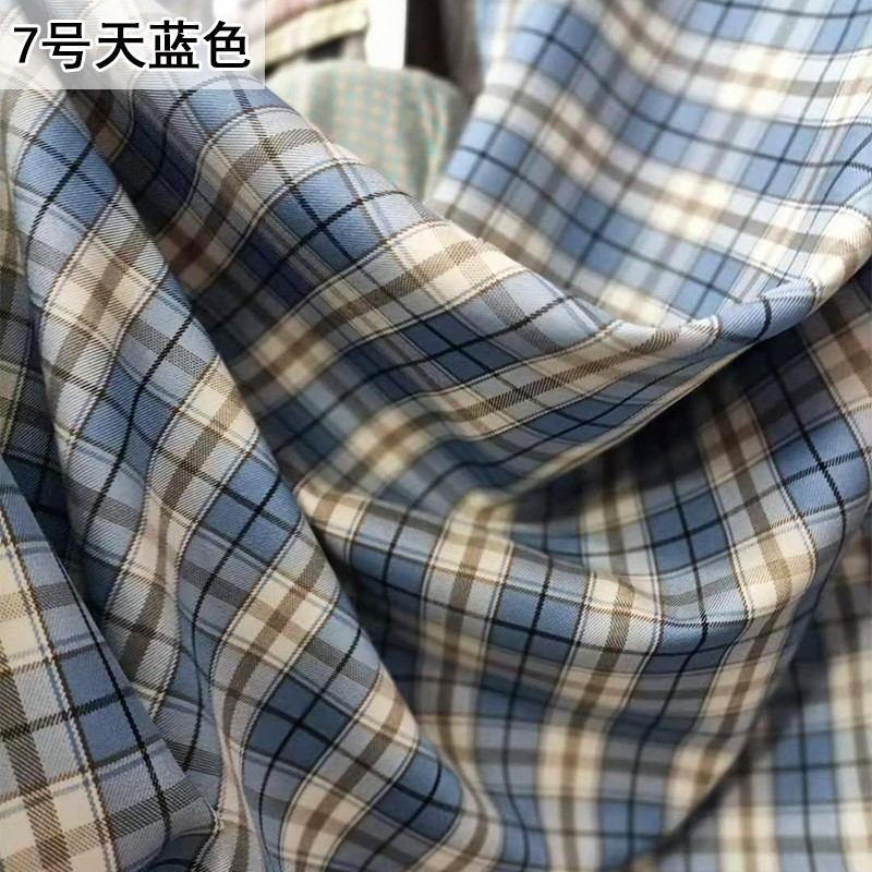 韓版微彈力色織格子布料襯衫連衣裙JK制服校服百褶裙西裝面料設計-細節圖4