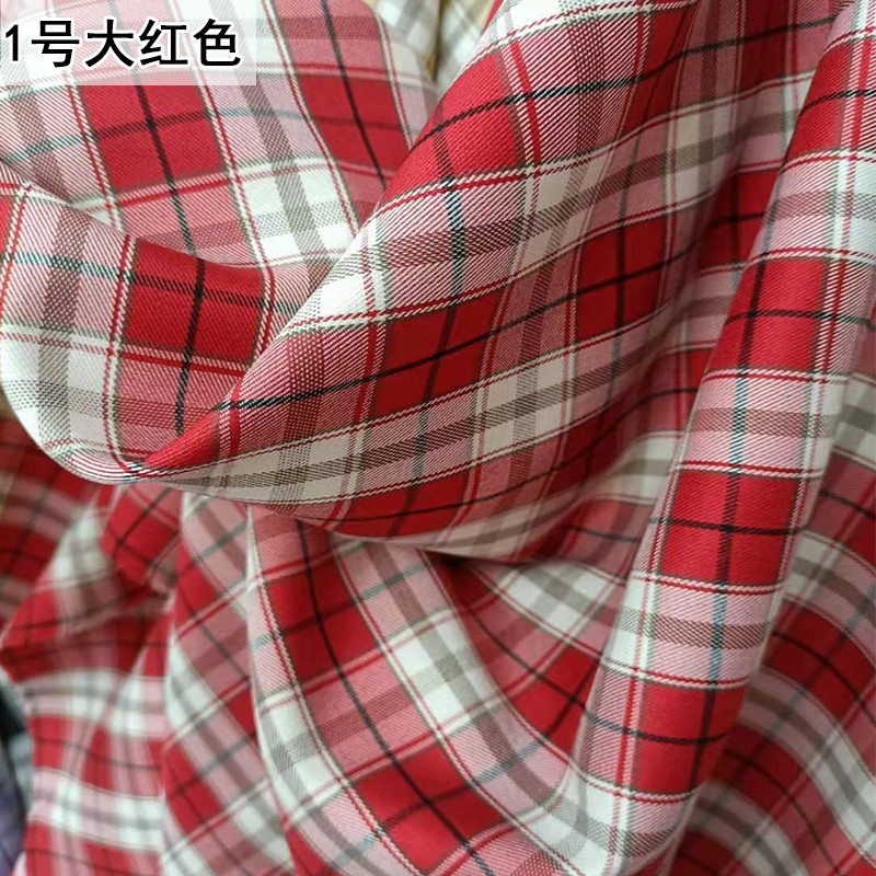 韓版微彈力色織格子布料襯衫連衣裙JK制服校服百褶裙西裝面料設計-細節圖6
